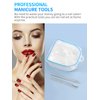 Nail Soaking Bowl, Soak Off Gel Polish Dip Powder Remover Manicure Bowl with Triangle Cuticle Peeler and Stainless Steel Cuticle Pusher Nail Art Tool (Blue-1Piece)