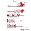 5PCS Valentine's Day Bobby Pins Red Sweet Love Heart Hair Barrettes Pink Heart Hairpins for Women Enamel Glitter Rhinestone Love and XOXO Slide Barrettes Styling Hair Accessories