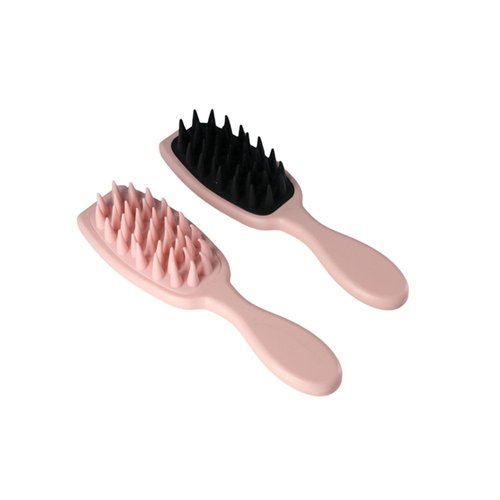 Vctitil 2pcs Hair Shower Brush Comb Hair Care Portable Shampoo Brush Handheld Soft Scalp Massage Brush Bath Massage Brush Wide-Toothed Comb(black&pink/dark pink)