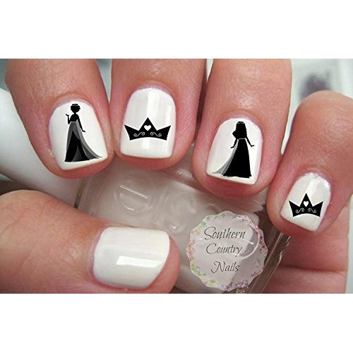 Black Shlhouette Princess Nail Art Decals