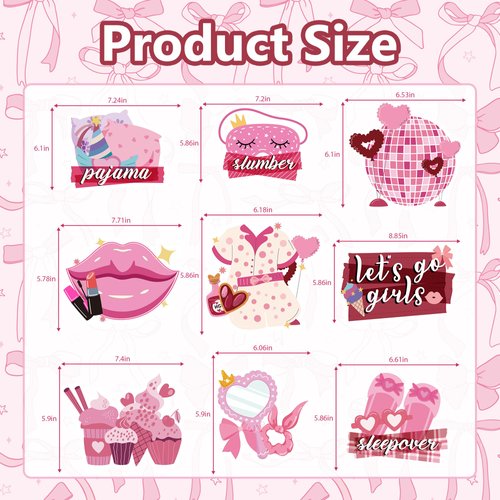 9PCS Pajama Centerpieces for Tables - Slumber Party Decorations Pajama Party Decorations Sleepover Theme Table Topper Slumber Party Supplies for Girls Birthday Night Out