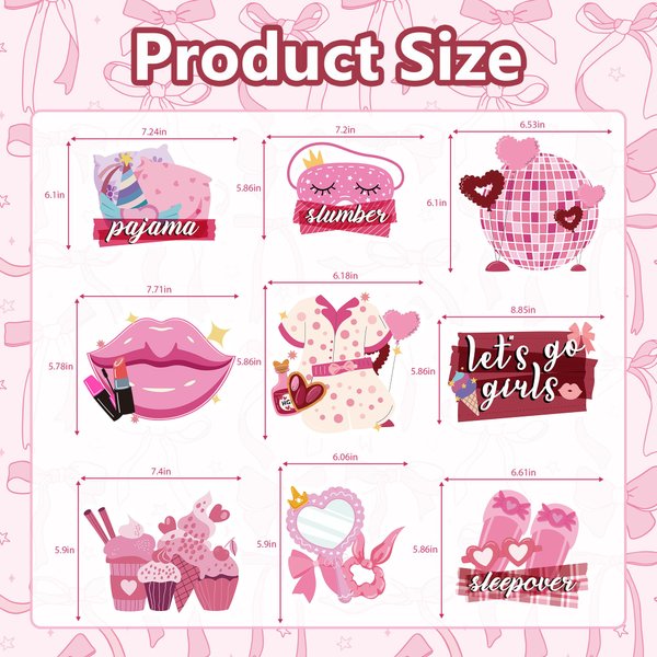 9PCS Pajama Centerpieces for Tables - Slumber Party Decorations Pajama Party Decorations Sleepover Theme Table Topper Slumber Party Supplies for Girls Birthday Night Out
