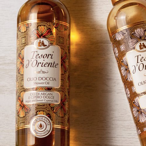 Tesori d'Oriente Bath Oil, Shower Oil Body Wash, Cleansing Oil for Women-8.45 fl oz [Made in Italy]-(Argan Oil & Sweet Cyprus)