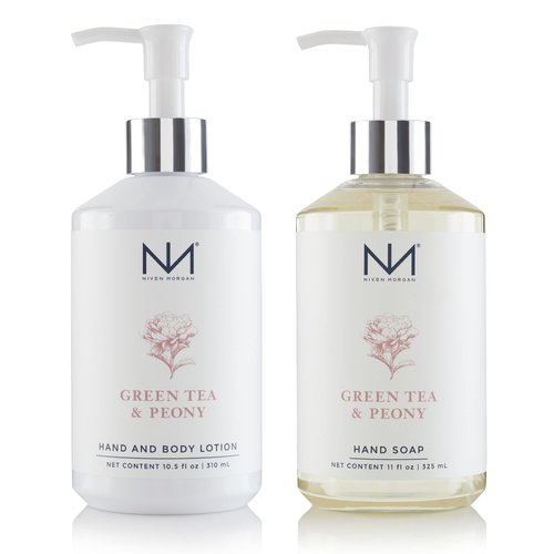 Niven Morgan Green Tea &amp; Peony Hand Soap and Lotion Set