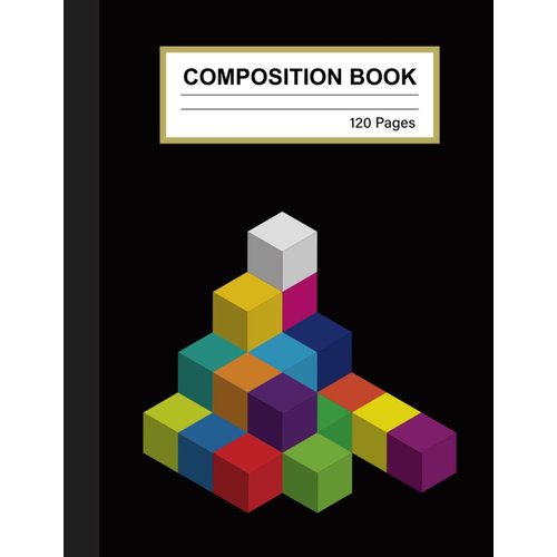Composition Notebook: Color Cube Composition Book - Wide Ruled, 8.5x11, 120 Pages, Black