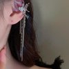 Sttiafay Vintage Angel Chain Ear Cuff Earrings Long Chain Tassel earrings Silver Crystal Cuff Wrap Earrings Angel Wing Cartilage Earrings Jewelry for Women(Left)
