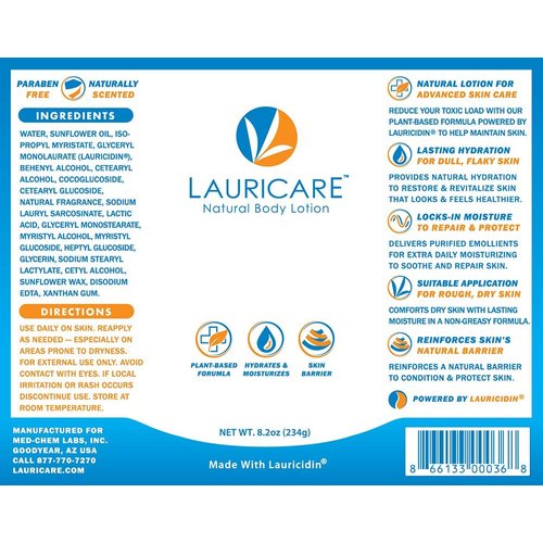 Lauricare Lauricidin Monolaurin Supplement Body Lotion Bundle - Immune Support + Moisturizing Body Lotion for Dry Skin