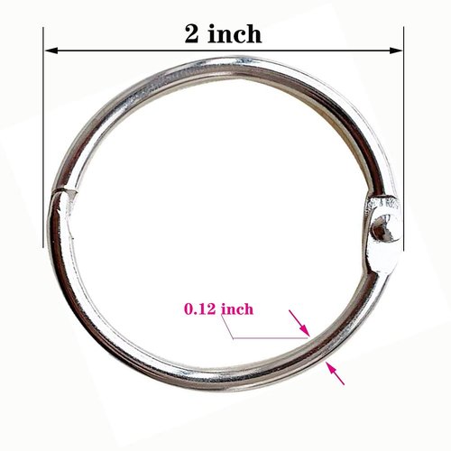 Metal Book Rings 2 Inch, Loose Leaf Binder Ring(8 Pack) for School, Home or Office