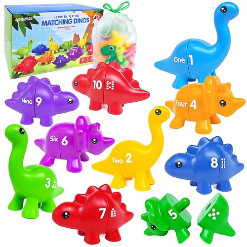 Matching Dinosaur Toys Number 1-10, Fine Motor Toys, Dino Match Game Preschool Educational Learning Toys for Toddlers Boys Girls, Counting & Sorting Toy, Dinosaurs Toys, Sensory Bin Toys Christmas