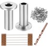 CKE 80 Pack T316 Stainless Steel Protector Sleeves for 1/8" Wire Rope Cable Railing, Marine Grade Protective Sleeves Deck Cable Railing Kit for Wood Posts DIY Balustrade, Come with Free Drill Bit CR01