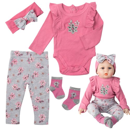 22 Inch Reborn Baby Doll Clothes Accessories 4 Pieces Set for 20''-22'' Reborn Dolls Girl Outfits Newborn Doll Clothing