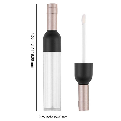 BesYouSel Empty Lip Gloss Tubes 5ml Clear Wine Shaped Lip Gloss Tube Plastic Mini Refillable Lip Oil Bottle Container Lip Glaze Tube Vials Cosmetic DIY Container Holders, Gold, Pack of 10