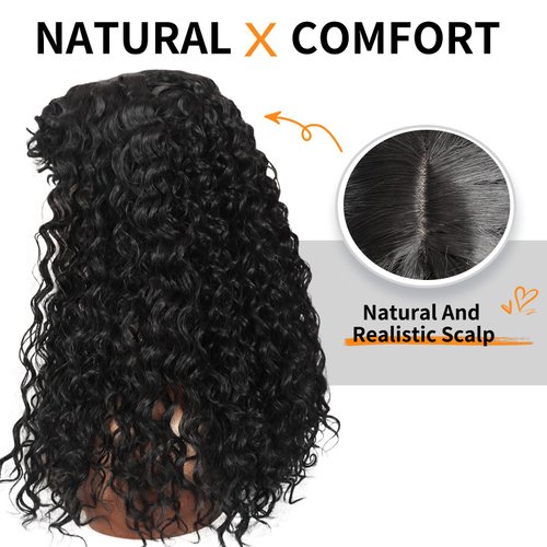 Limerence Long Curly Wig for Black Women Natural Black Curly Wig with Bangs，Curly Wigs with Bangs for Women 20 inch for Daily Use