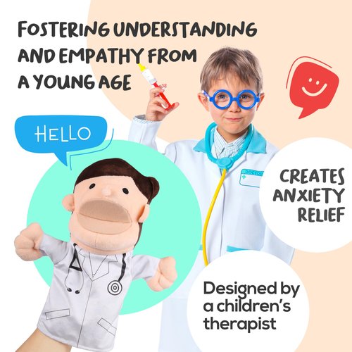 Pretend Toy Medical Kit with Doctor & Nurse Hand Puppets - Eases Fear for Kids, Educational Roleplay Toy for Toddlers & 3+ Toys for Girls Boys, Pretend Playset, Kids Doctor Set