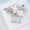Missgrace Bride Wedding Crystal Pearl Leaf Rhinestones Hair Comb Silver Gold Bridal Hair Pieces Rhinestone Bridal Hair Clip Flower Hair Side Combs Wedding Hair Accessories for Brides Women (Silver)