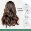 Vieuinaux Brown Mixed Ash Blonde Long Wigs for Women,20inch Wave Curly Middle Part Synthetic Hair Wig Daily with layered