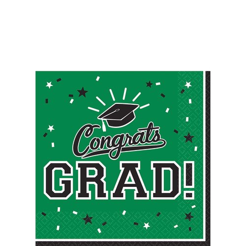 Amscan School Colors Pride Beverage Napkins, Standard, Green