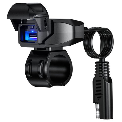 Kewig Motorcycle USB Charger SAE to Type C 36W Adapter Waterproof Motorcycle Charger, DC 9V-24V Motorcycle Charger with LED Display & Automatically ON/Off Switch, 1.8M SAE Cable for GPS Camera