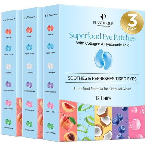 PLANTIFIQUE Superfood Under Eye Patches Dark Circle 36 Pairs with Hyaluronic Acid, Green Tea Collagen Coconut Eye Mask for Dark Circles - Puffy Eyes Skincare Gel Patches Anti-Aging for Women & Men