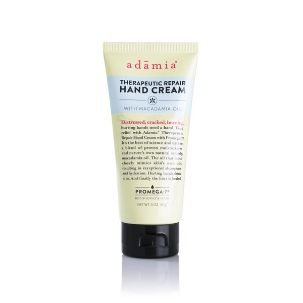 Adamia Therapeutic Repair Hand Cream with Macadamia Nut Oil and Promega-7, 3 Ounce Tube - Fragrance Free, Paraben Free, Non GMO