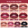 Easilydays Diamond Matte Nude Lip Gloss, Glitter Metallic Liquid Lipstick Glitter Shimmer Lip Glaze, Shimmery Finish, High Pigment Long Lasting Lip Gloss Tint Christmas Party Makeup (#04)