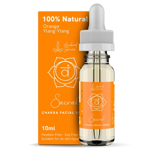 Sacral Chakra Facial Serum Essential Oil Blend, Natural & Organic Moisturizing Serum for Face with Sunflower, Argan, Apricot, Rosemary, Lavender Oils for Spiritual Journey, Peace, Deeper Connection