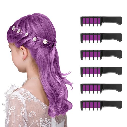 MSDADA Purple Hair Chalk for Girls - New Hair Chalk Comb Temporary Washable Hair Color Dye for Girls Kids - DIY Makeup Party Christmas Gifts Toys for Girls Kids Age 6-8-10-12 Years Old - Fluorescent