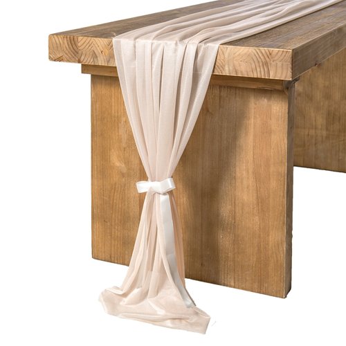 Ling's Moment 10Ft Nude Sheer Chiffon Like Table Runner Champagne Tulle Table Runner with Silver Sparkle for Elegant Wedding Rustic Boho Party Bridal Shower Beige Decorations Birthday