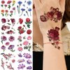 glaryyears 8 Sheets 3D Effect Flower Floral Temporary Tattoos, Arm Chest Leg Tattoo Sticker for Women, Rose Chrysanthemum Designs Body Art on Back Shoulder Waterproof Medium Size