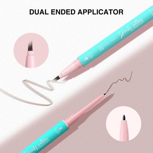 LUCKY MEET 2-In-1 Eyebrow Pencil, Micro-Fork Tips Liquid Eyebrow pen & Ultra-fine Brow Pencil, Dual-ended, Quick and Precise Brow Definition Brow Pen, Eye Makeup Gifts for Women, Chestnut