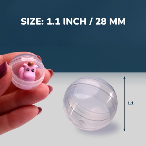 Capsule Vending Machine Round 250 pcs 1.1 inch - Gumball Machine Capsules Bulk Clear Container - Easter Basket Stuffers Birthday Gifts Pinata Stuffers DIY Craft Supplies - Clear Capsules Empty