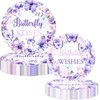 80 Pcs Butterfly Kisses Birthday Wishes Party Decor Spring Butterfly Paper Plates Napkins Forks Dinnerware for Butterfly Girls Baby Shower 1st 2nd 3rd 4th Bday Party Supplies Decorations