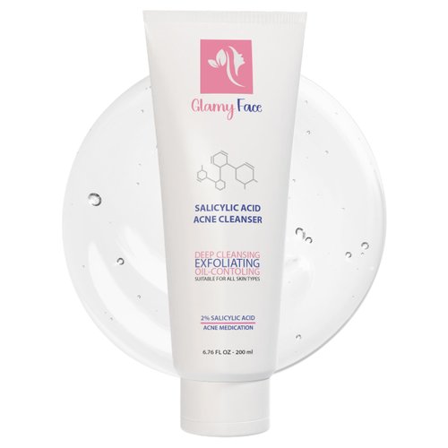 GlamyFace New Salicylic Acid Cleanser, Face Cleanser, Acne Treatment, Anti Aging