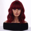 WTHCOS Wine Red Wig Short Bob Wig Short Curly Wavy Wig With Bangs for Women Burgundy Wig Heat Resistant Synthetic Hair Wigs for Daily Use Cosplay Wig With Wig Cap