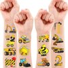 100 PCS Construction 2nd Temporary Tattoos Birthday Party Decorations Favors Supplies Trucks Tractor Two Years Old Vehical Excavator Bulldozer Stickers Gifts For Boys Classroom School Prizes Reward