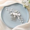 Easedaily Flower Bride Wedding Hair Comb Silver Crystal Bridal Hair Piece Rhinestone Hair Clip Hair Accessories for Women and Girls