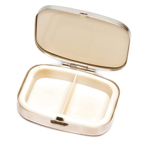 Speert 9310 Rectangular Small Pill Box Organizer Black Red Gold Women Travel Pill Case Purse Pocket Container Daily Portable Medicine Vitamin Box Medication Supplement Mini Storage