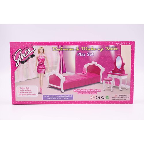 Girl's Favorite/Gloria Bedroom & Make-up Table Play Set Doll Furniture (No. 3014)