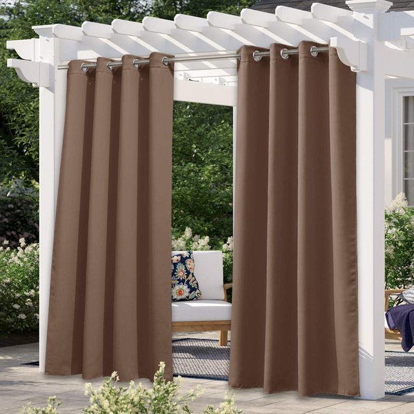 NICETOWN Gazebo Curtains Outdoor Waterproof, Patio Privacy Panels Thermal Insulated Blackout Privacy Grommet Sunlight Blocking Curtains for Gazebo, Porch, Pavilion, W52 x L108, Tan, 1 Panel