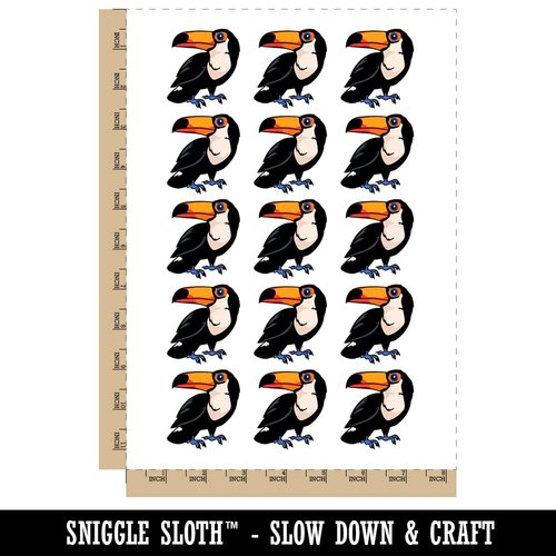 Curious Toco Toucan Bird Temporary Tattoo Water Resistant Fake Body Art Set Collection - 15 2" Tattoos (1 Sheet)