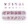 810 Pieces Multi Shapes Nail Rhinestones 60 Multi Shapes Big Gems + 750 Flatback Round Beads 3D Glass AB Crystal Nails Rhinestones for Nail Art Crafts DIY Faces Makeup Stones Diamonds Jewels (Pink)