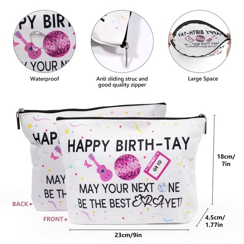 50PCS Temporary Tattoos Gift with Funny Birthday Card and Cosmetic Bag Merch Set, Music Birthday Party Decorations for Fans, Great Sweet Birthday Gifts for WOmen Girls