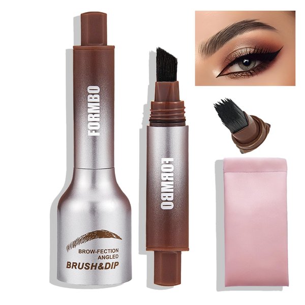 Wugbc Liquid Eyebrow Gel Brush Brow-Fection Angled Brush & Dip Small Makeup Bag Long Lasting Cream Brow Eyebrow Tinting Kit Multifunctional Pen Easy to Create a Natural Eyebrow Shape, CHOCOLATE