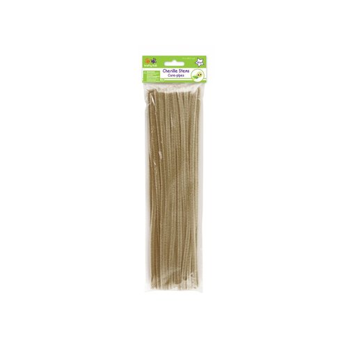 Krafty Kids GC024A 40 Piece Chenille Stems Pipe Cleaners, 6mm by 12", Beige