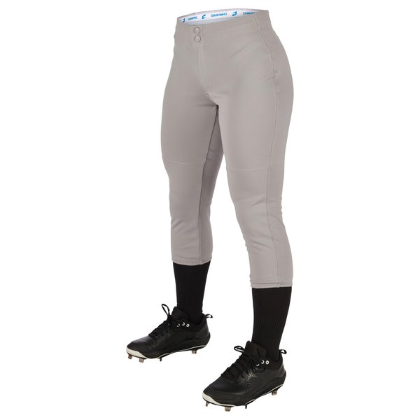 Champro Fireball Low-Rise Knicker-Style Fastpitch Softball Pants in Solid Color with Reinforced Knees Grey, Small