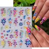 5D Flower Nail Stickers for Nail Art Purple Pink Daisy Gel Nail Stickers Summer Embossed Yellow Blossom Nail Art Stickers Solid Nail Decals Autumn Colorful Nail Decal with Floral Design Sliders 3Pcs