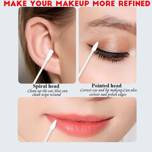 Pointed Cotton Swabs, 800 Pieces Precision Tips Cotton Swabs Spiral Head Cotton Buds with Paper Stick for Makeup Cleaning (4 Packs, 200 Pcs, 1 Pack)