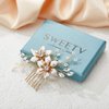 SWEETV Gold Bridal Hair Comb-Handmade Wedding Hair Clip Wedding Hair Accessories for Women