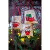 Vervaco Counted Cross Stitch Gift Bags Kit 3.6"X3.6" 3/Pkg-Christmas Figures (18 Count) -V0196966