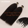 Lacerhair I Tip Hair Extensions Human Hair Kinky Straight Natural Black Color 1B 12 Inch I Tip Hair Extensions Pre Bonded Hair Extensions Micro Links Human Hair for Black Women 50 Strands/Pack 40G